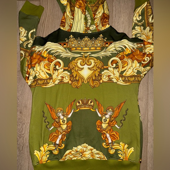 Versace Olive Green Medusa Renaissance Print Full Zip Hoodie (RARE) - Picture 5 of 13